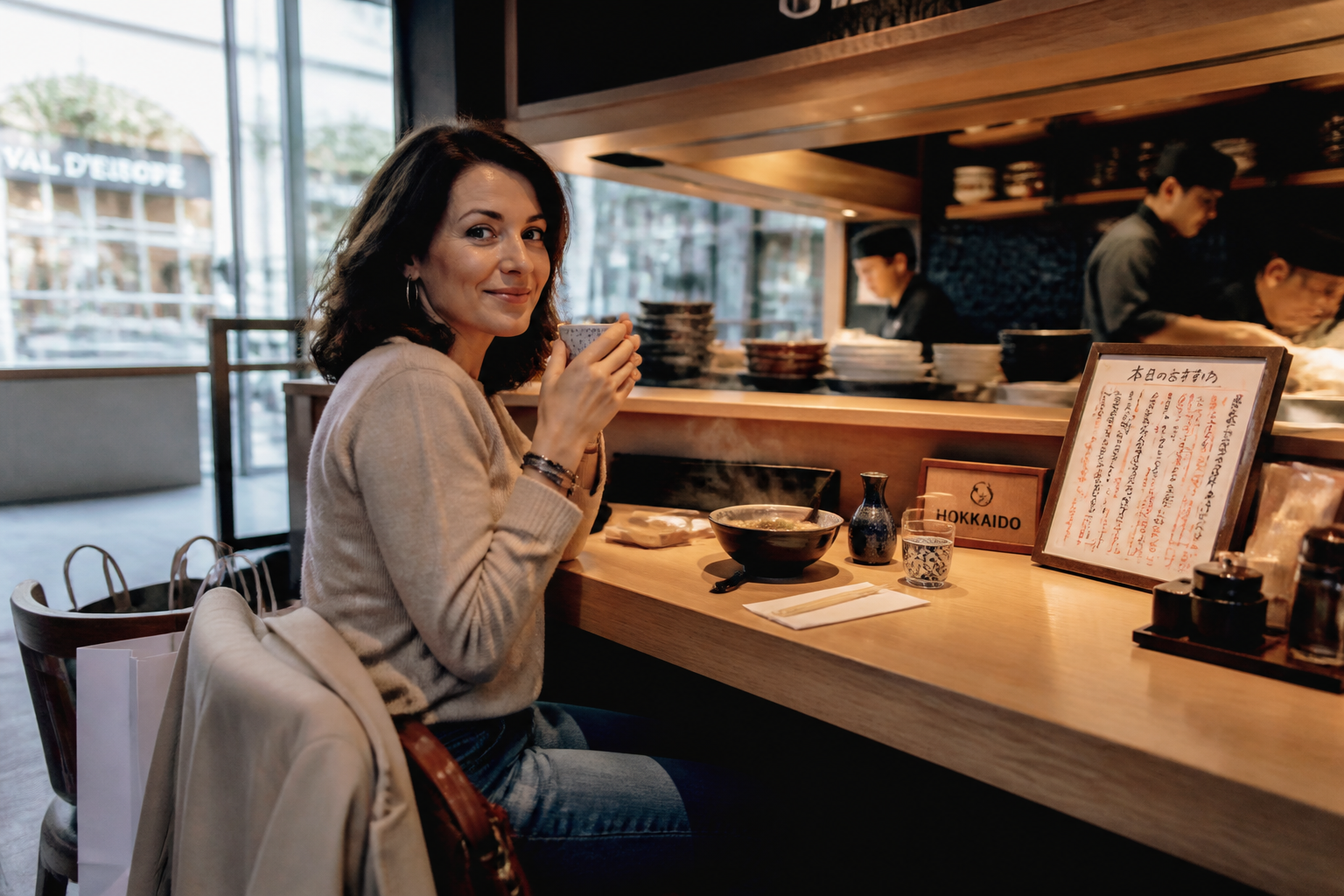 Restaurant japonais après shopping au centre commercial Val d’Europe